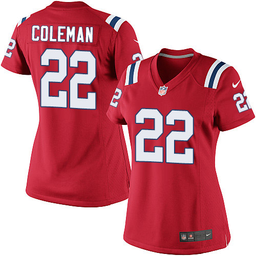 Women's Limited Justin Coleman Nike Jersey Red Alternate - #22 NFL New England Patriots